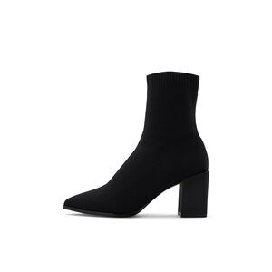Aldo Women's Black Knit Pointed-Toe Ankle Boots with Block Heel - Size US 7.5